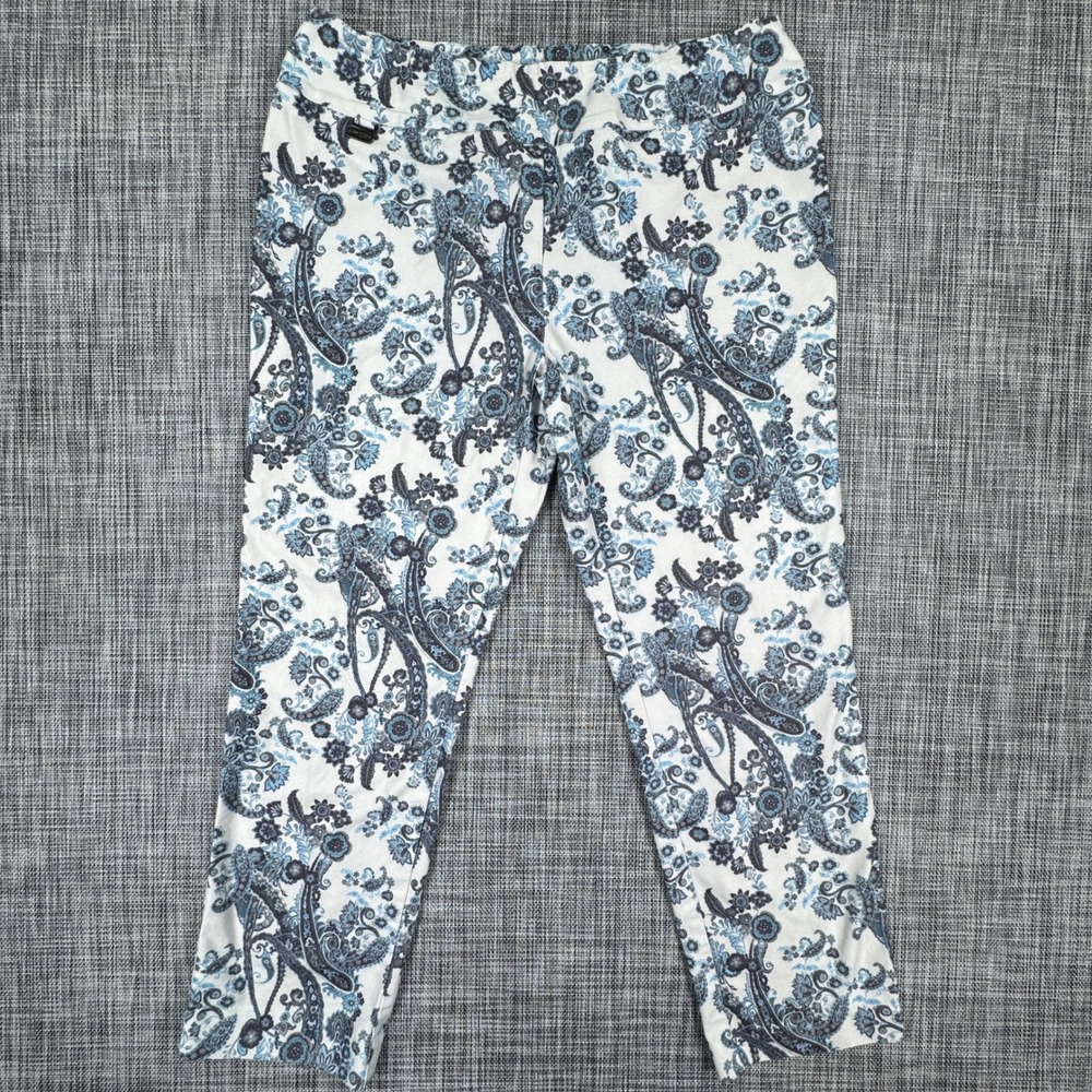 Lisette L Montreal Women's Approx 14 Blue White Paisley Pull On Crop Pants